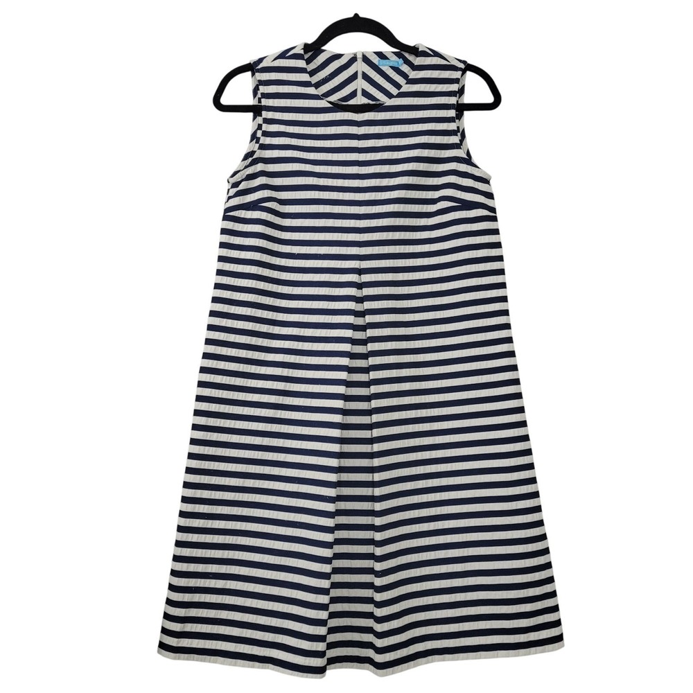 J. McLaughlin Tracy Striped Dress‎ Sz XS Blue White Seersucker Nautical Preppy